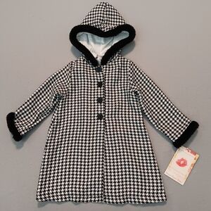 Sweet Heart Rose Swing Coat Size 24 Months Black And White Trimed Hood New
